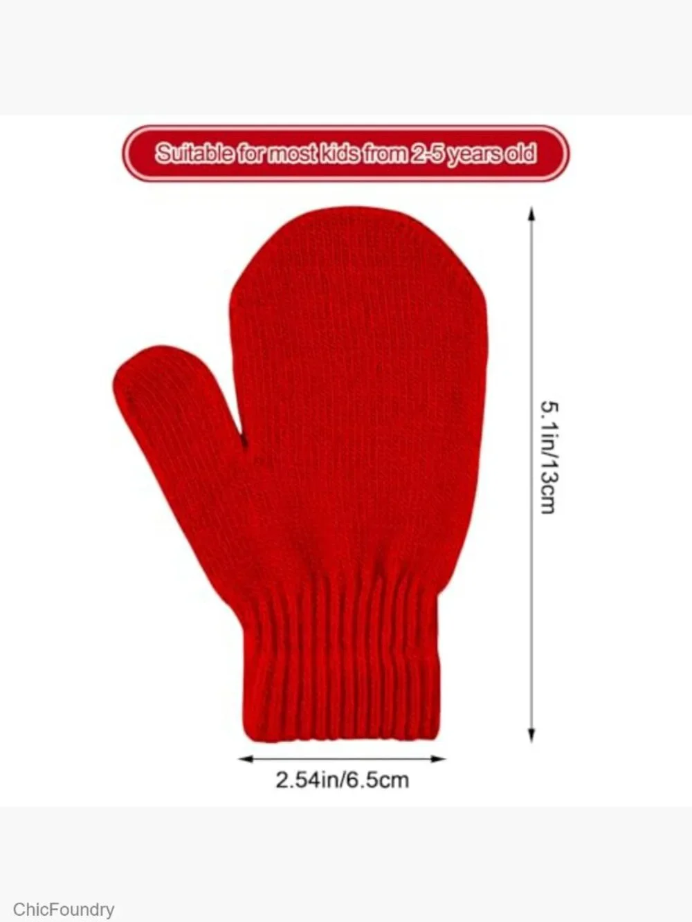 6 Pairs Toddler Mittens Magic Stretch Winter Knit Gloves for Kids